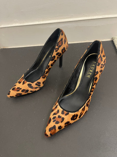 Leopard print pony hair heels