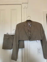 tan upcycled two-piece set