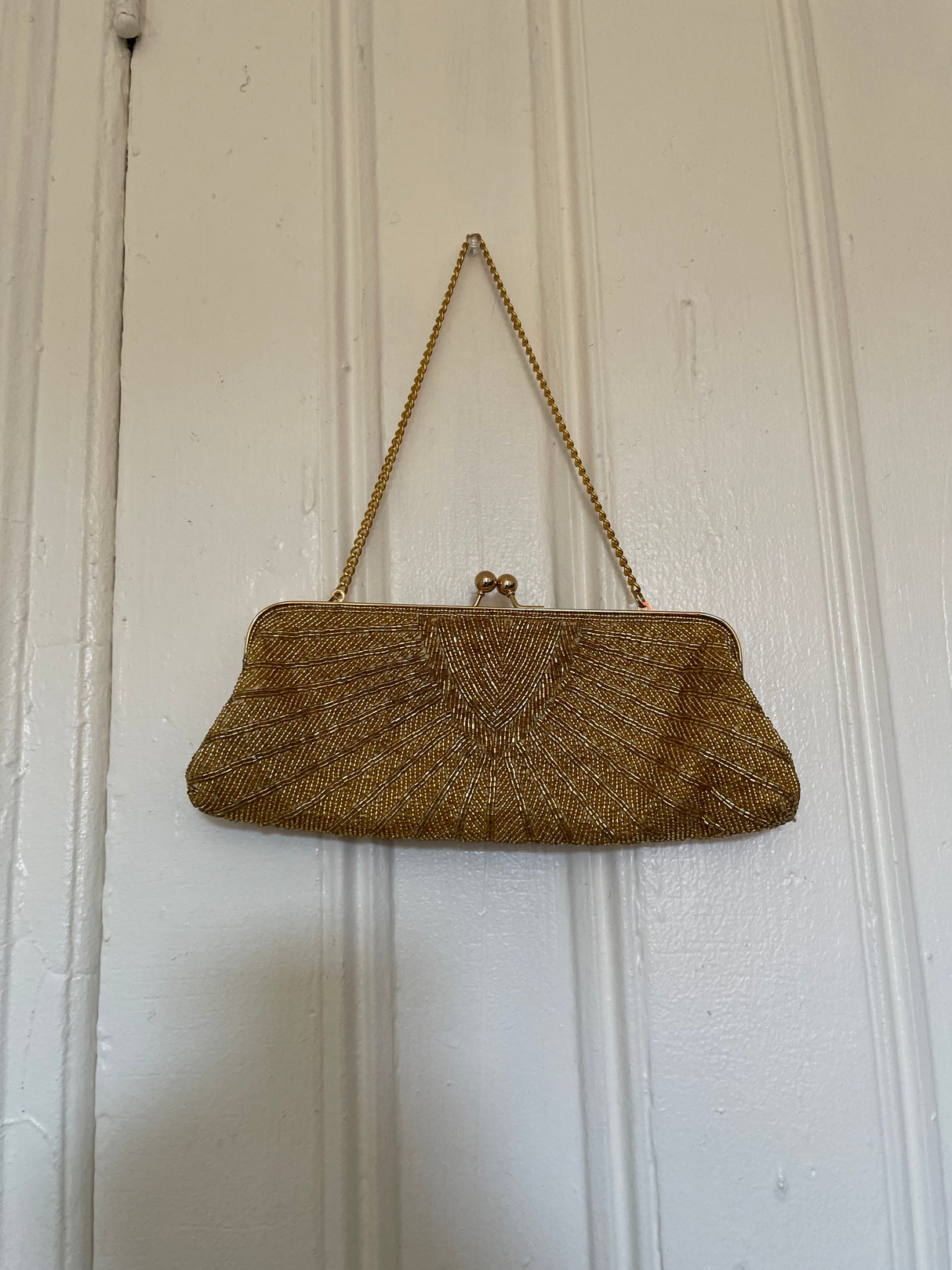 Gold beaded evening bag
