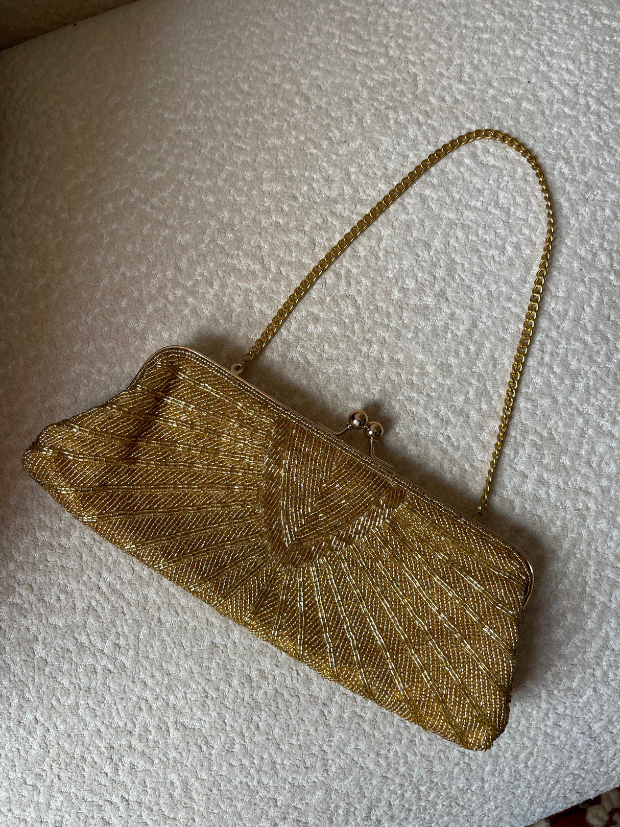 Gold beaded evening bag