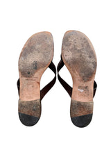 Manolo Blahnik brown sandals with turquoise stone detail (38)