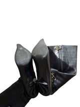 Escada black boots with button and silver buckle detail (35.5)