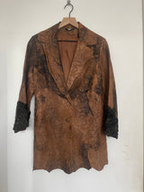 Vintage brown patterned leather blazer