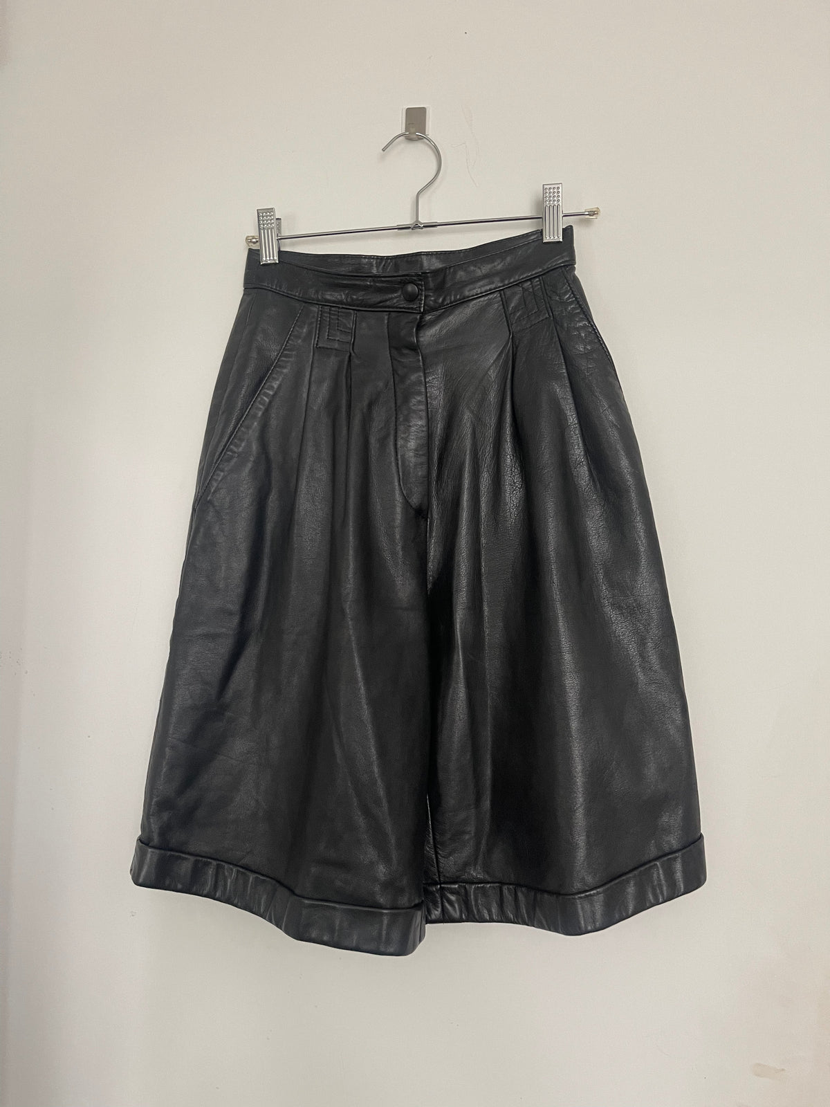 Black leather shorts