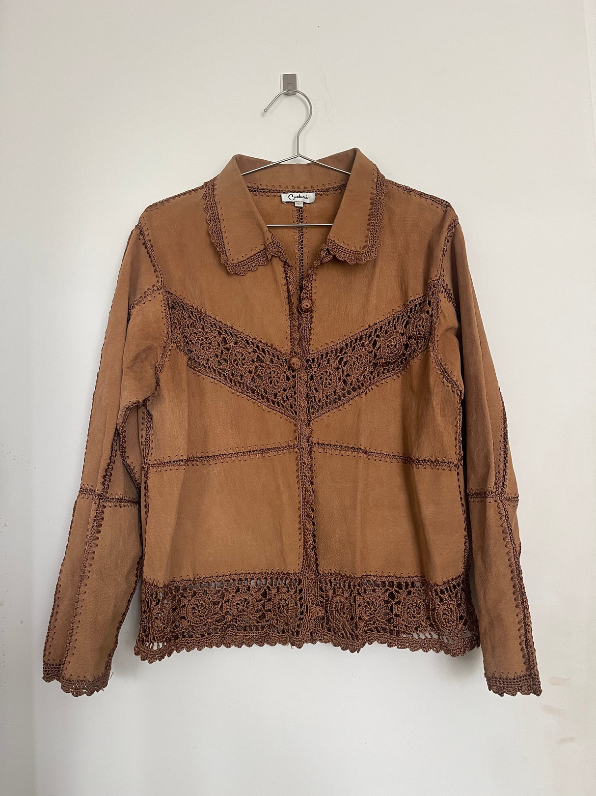 Suede crochet jacket