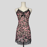 Floral lace trim slip dress