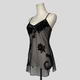 Mesh embroidered appliqué slip
