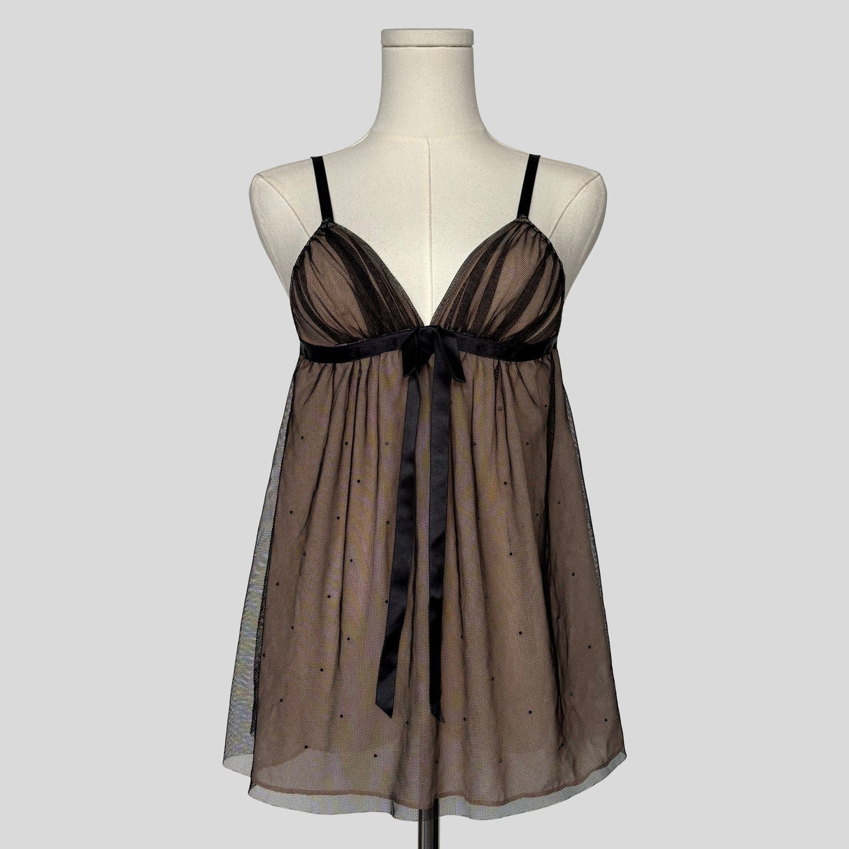 Layered mesh rhinestone babydoll dress