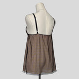 Layered mesh rhinestone babydoll dress