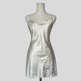 Fairy lace trim slip dress in white