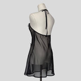 Flower detail sheer halter dress
