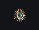 Gold Sunburst Pin with Turquoise Gemstone