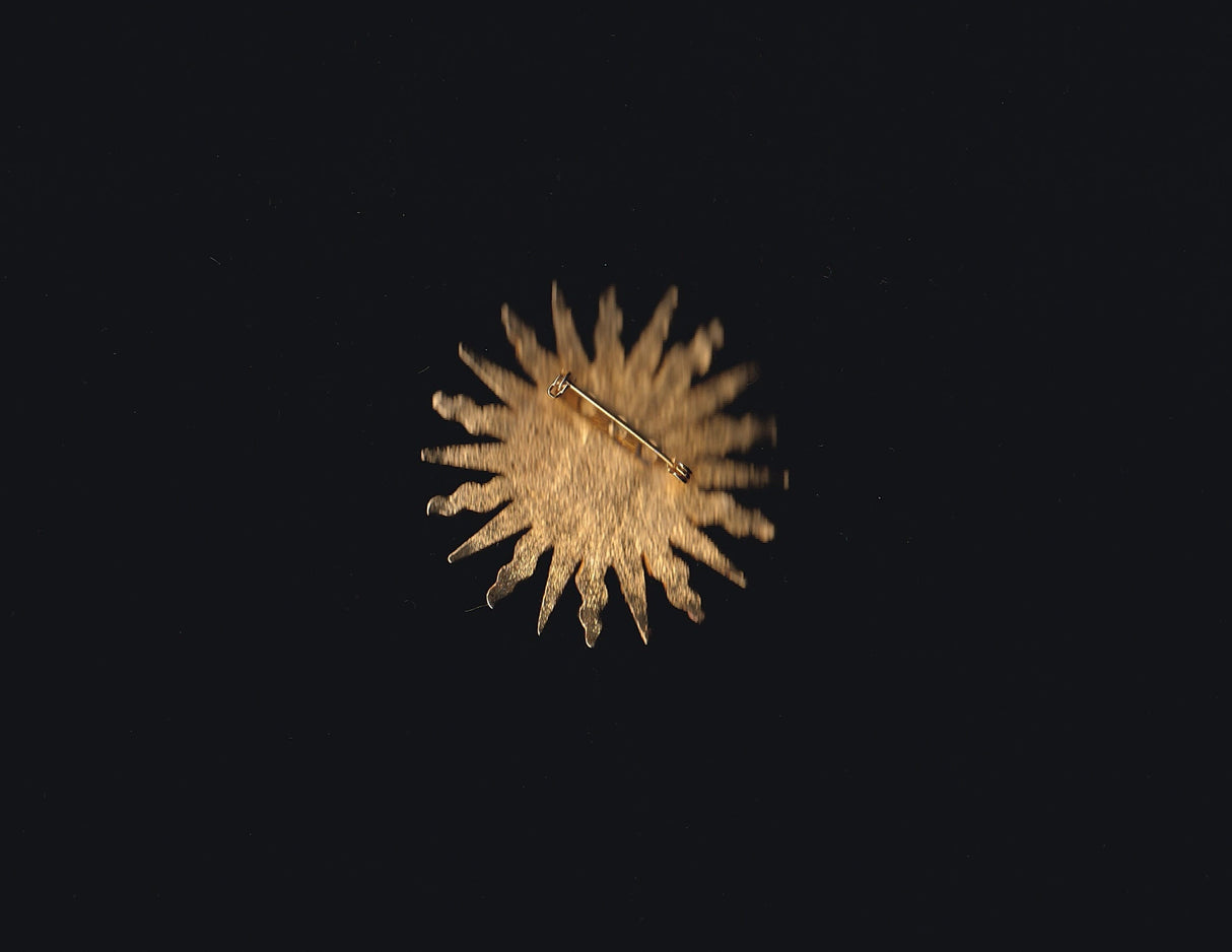 Gold Sunburst Pin with Turquoise Gemstone