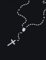 White Plastic Rosary Cross Necklace