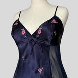 Embroidered sheer panel slip dress