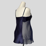 Embroidered sheer panel slip dress