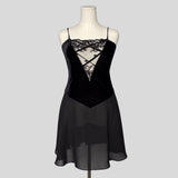 Velvet lace inset slip dress