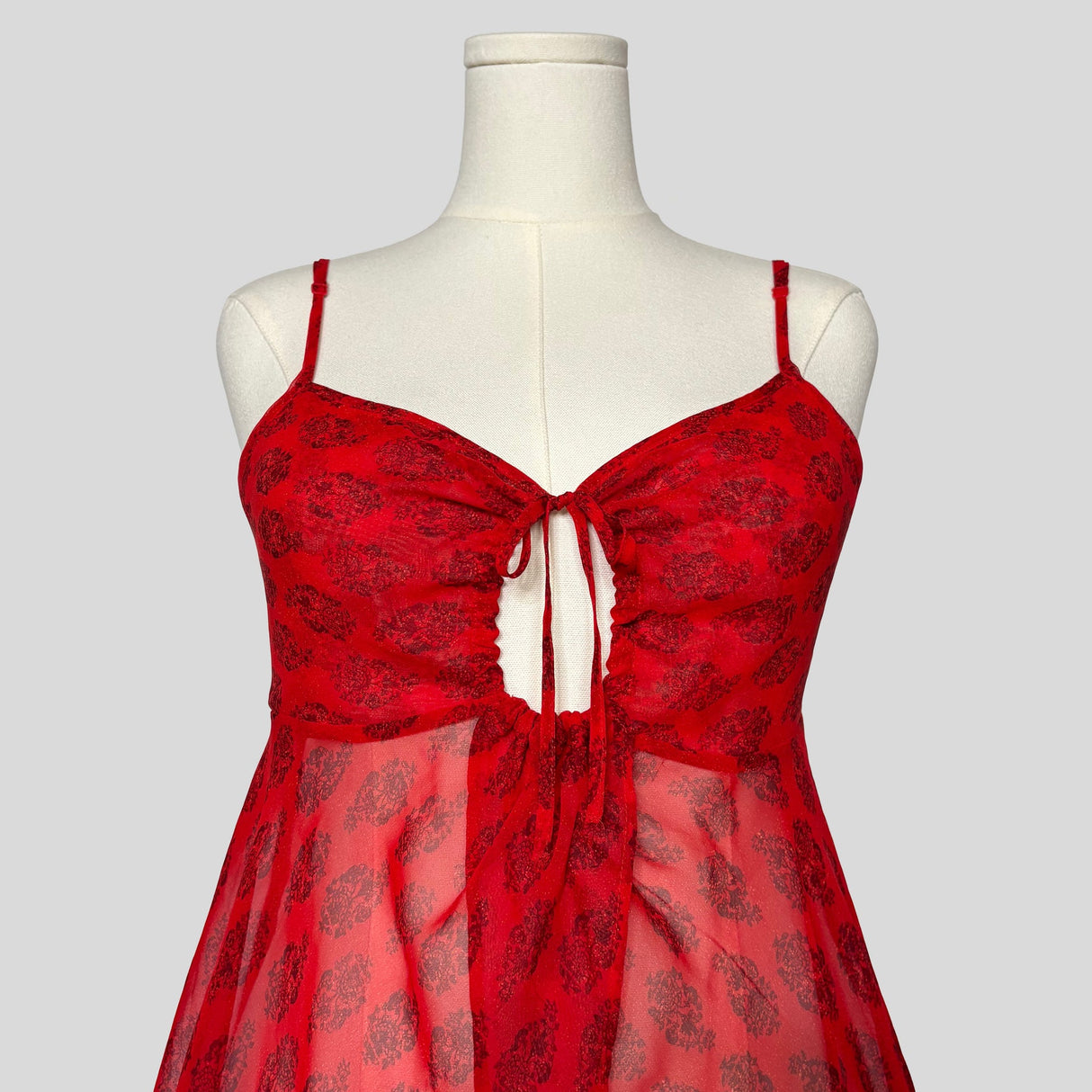 Ornate sheer keyhole split front babydoll