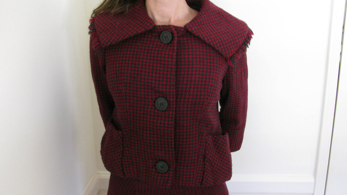 1960's Maroon and Black Knit Set