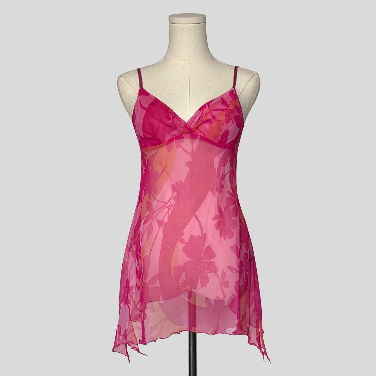 Bright sheer floral slip dress