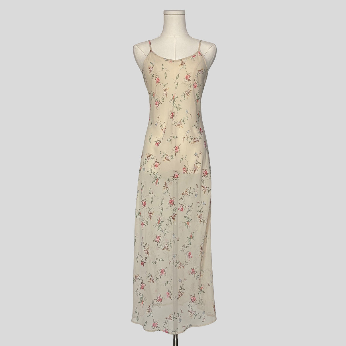 Floral sheer midi slip in cream