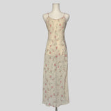 Floral sheer midi slip in cream