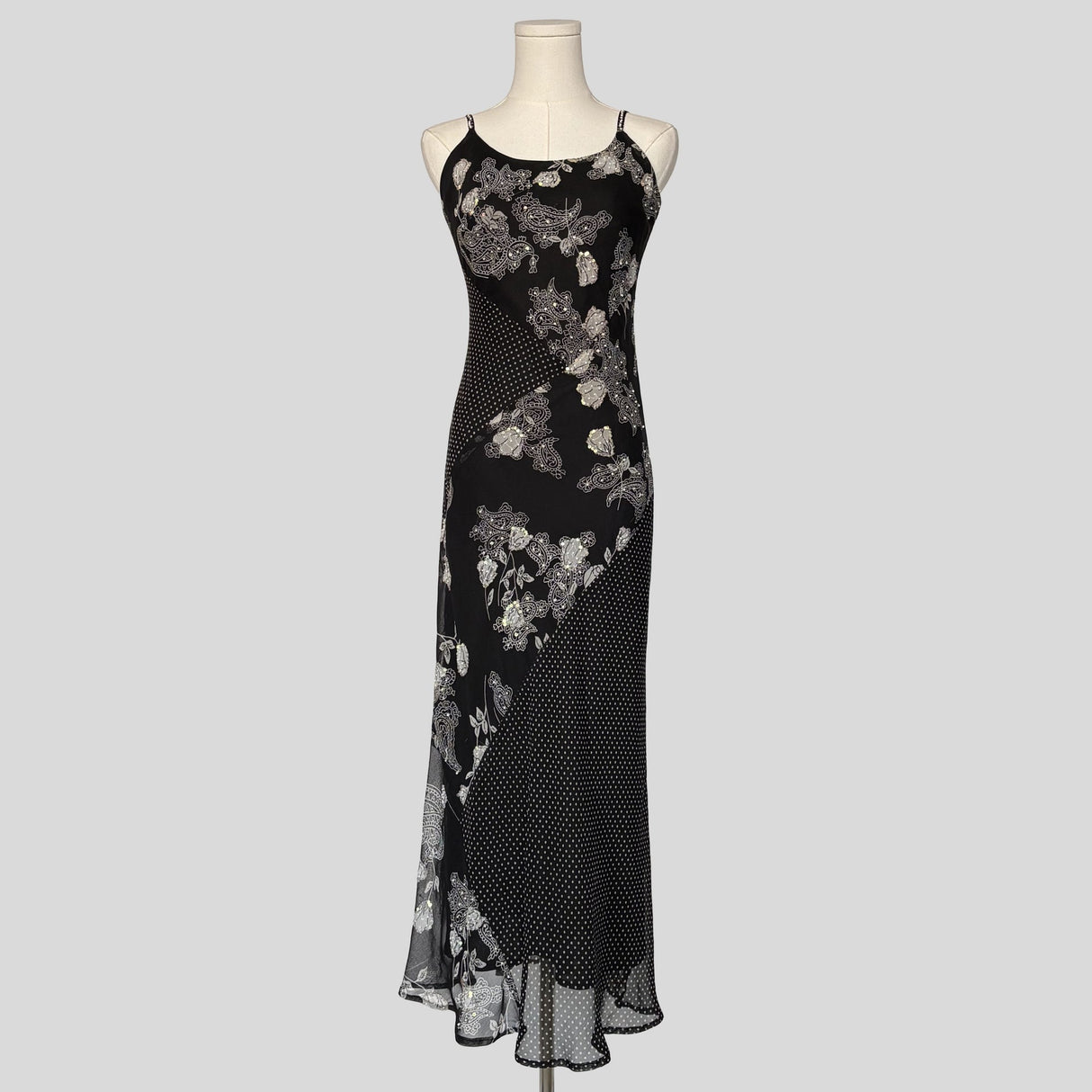 Patchwork floral polka dot dress