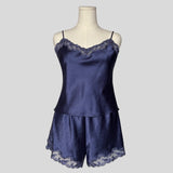 Silky lace trim pajama set