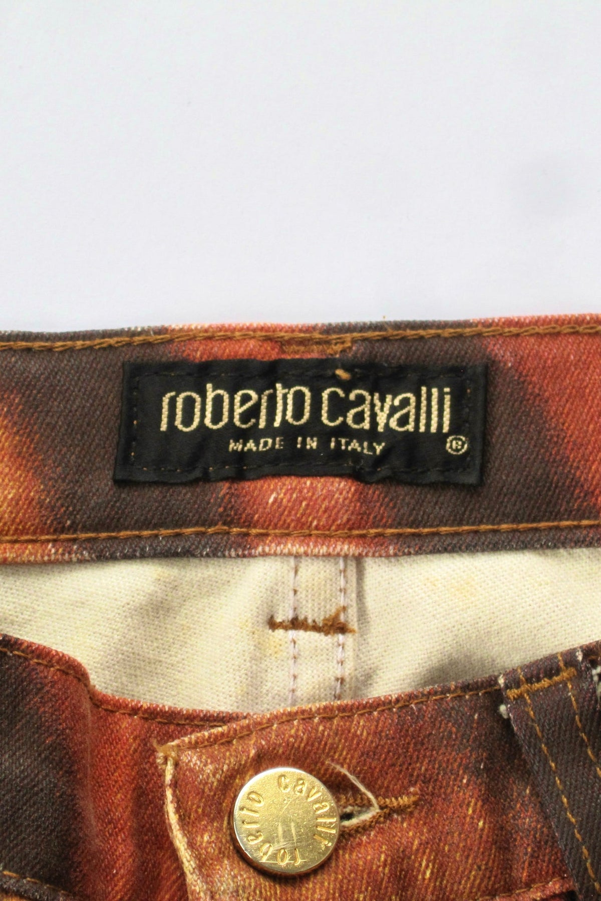 FW 2000 Archival Roberto Cavalli Crystal Embellished Tiger Print Pants