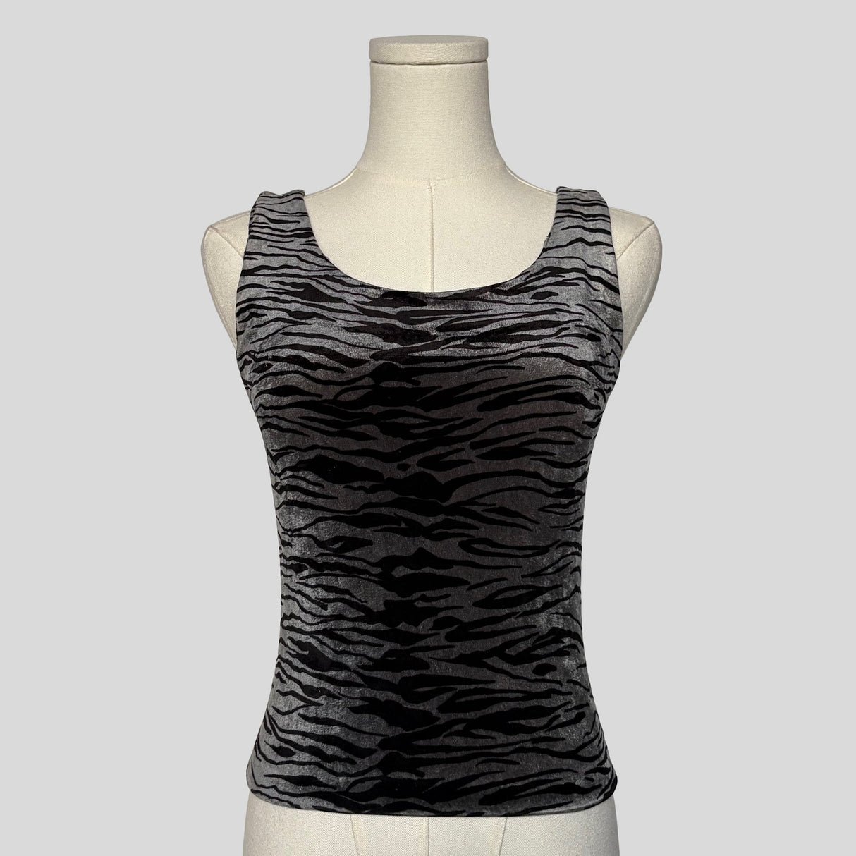 Velvet zebra print tank top
