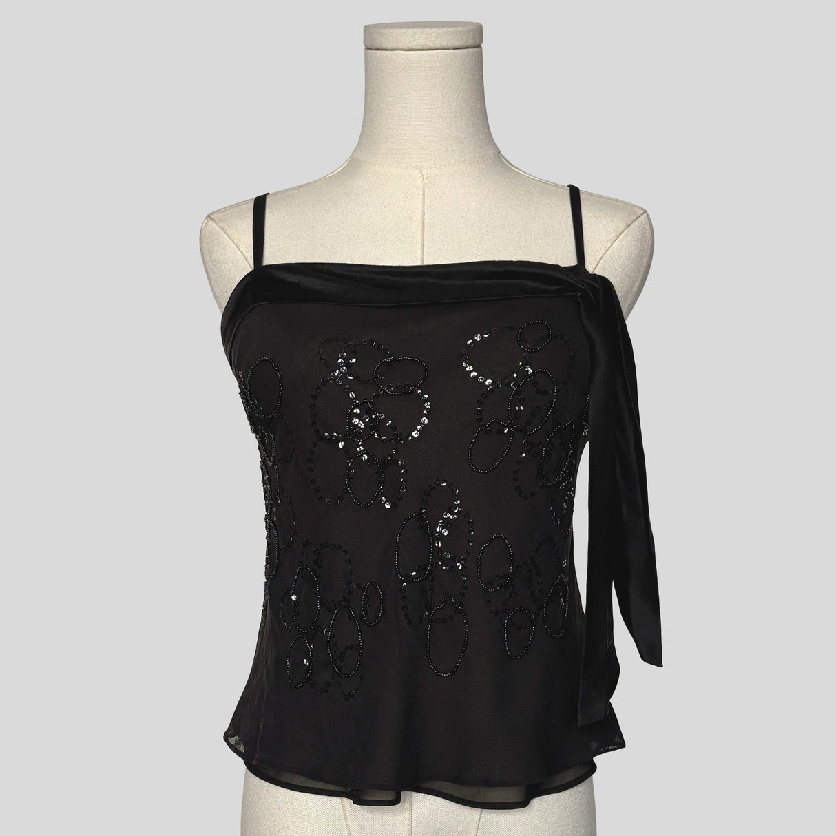 Beaded embellished silk cami