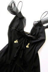SS 2004 Roberto Cavalli Black Silk Midi Dress