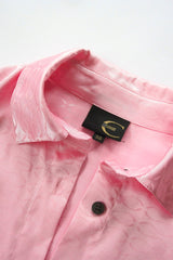 Roberto Cavalli ‘Just Cavalli’ Pink Satin Button Down Blouse