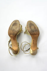2000s Roberto Cavalli Rare Gold Embellished Crystal Heels