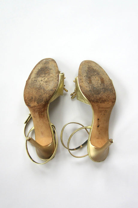 2000s Roberto Cavalli Rare Gold Embellished Crystal Heels