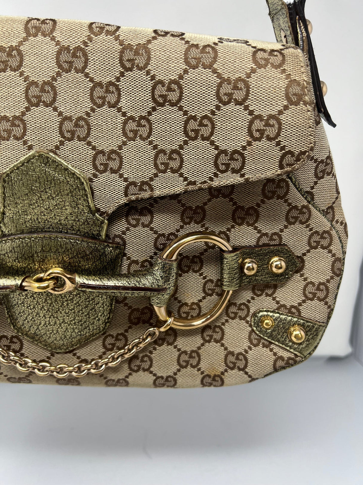 Gucci GG Canvas Tan Shoulder Bag