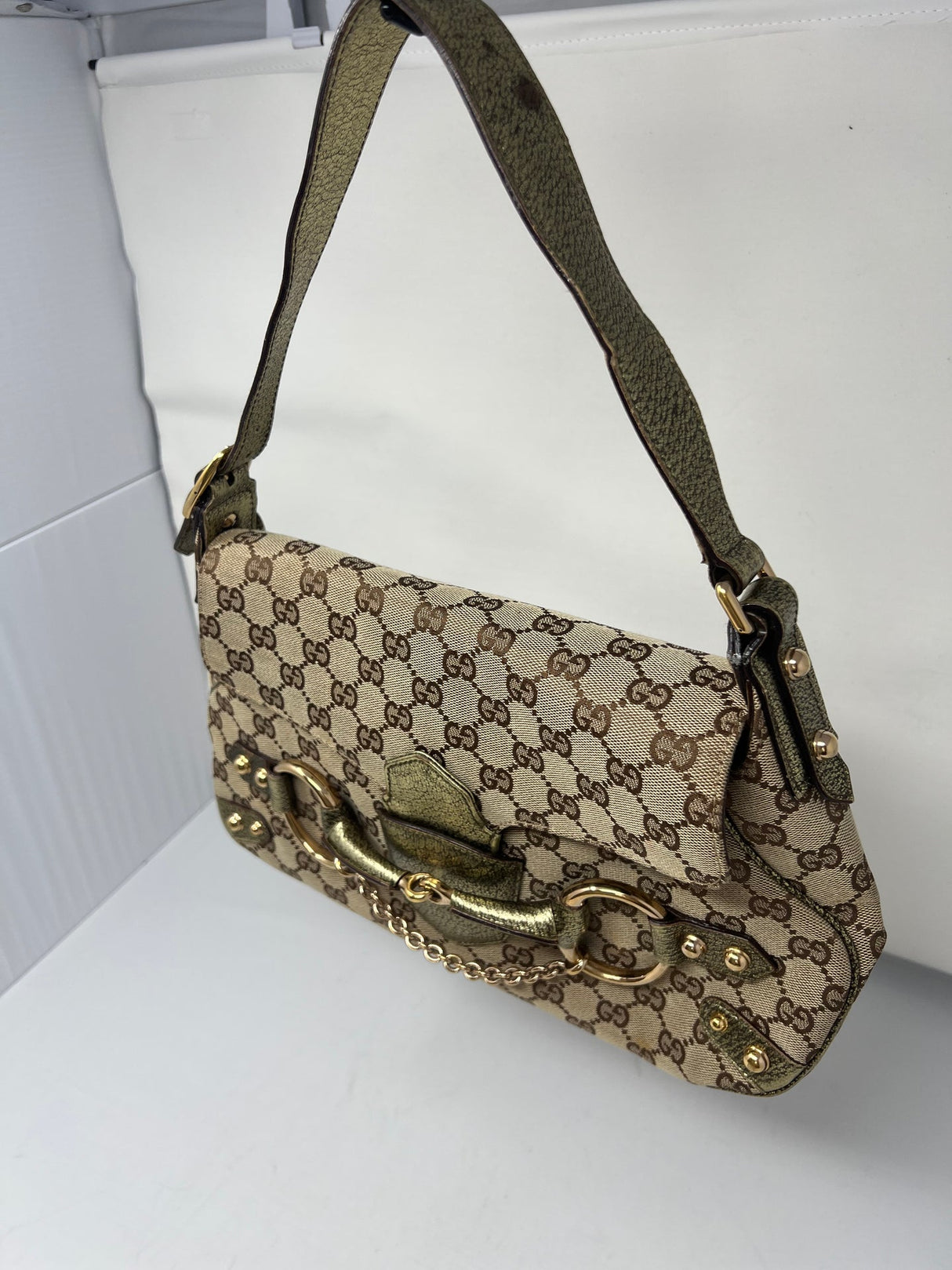 Gucci GG Canvas Tan Shoulder Bag