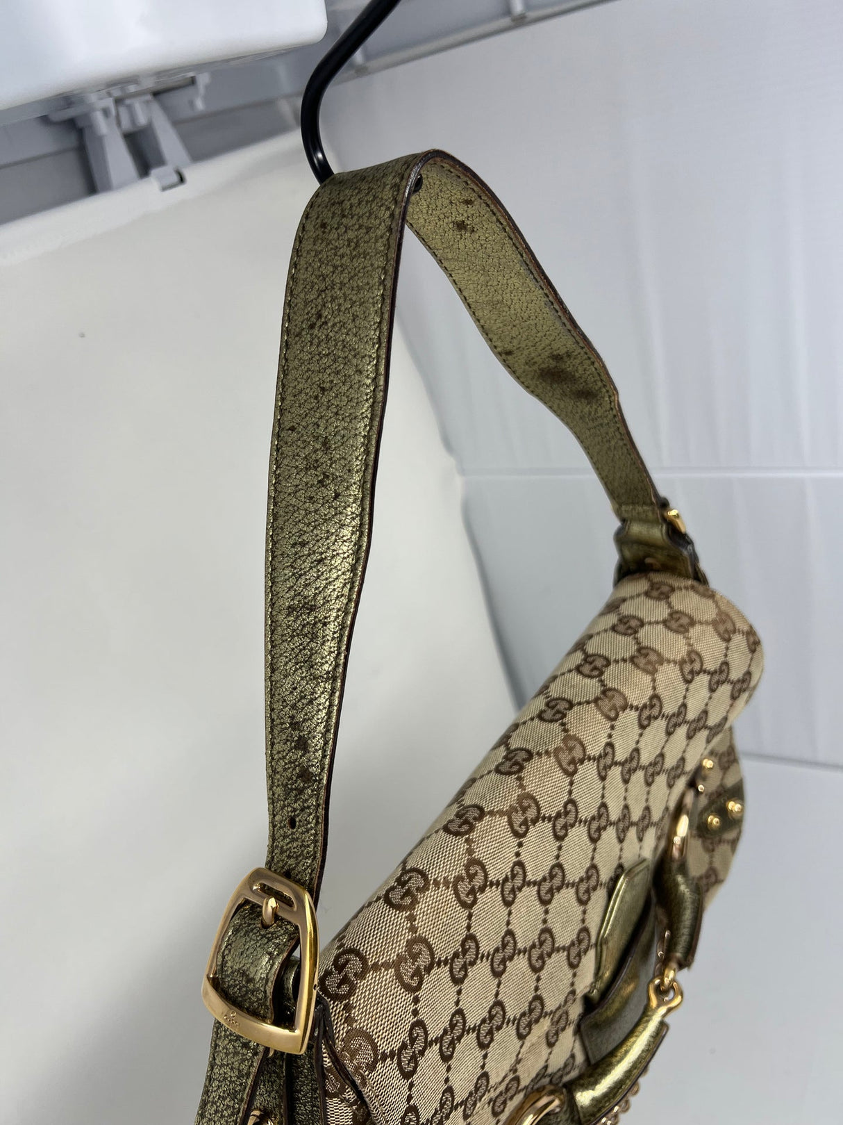 Gucci GG Canvas Tan Shoulder Bag