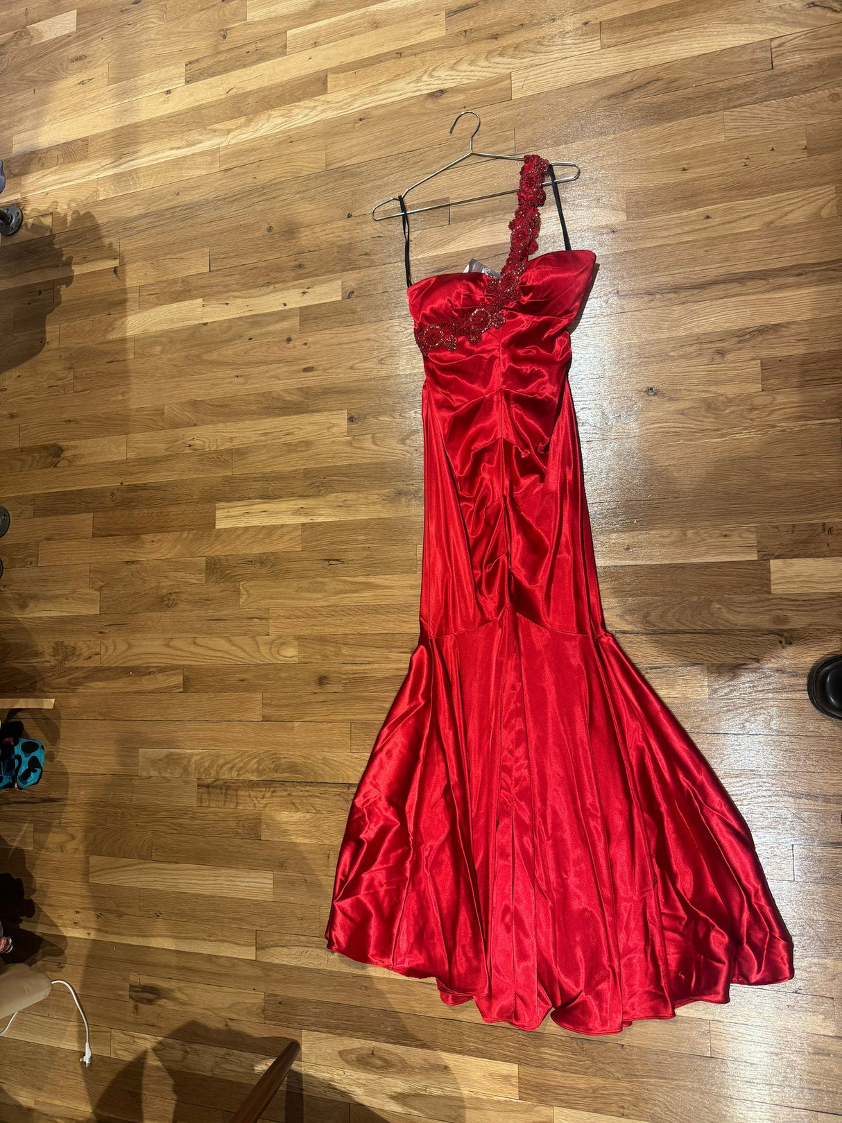 red maxi dress