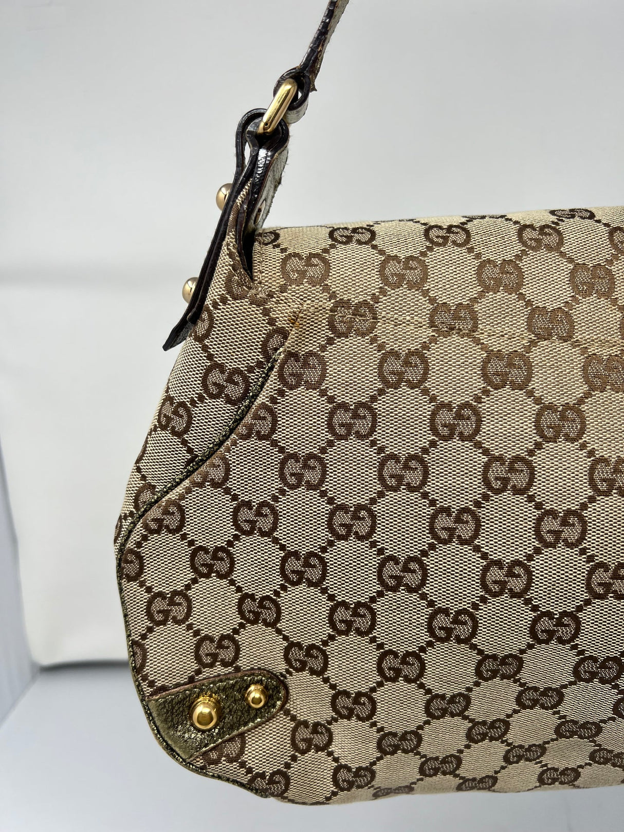 Gucci GG Canvas Tan Shoulder Bag