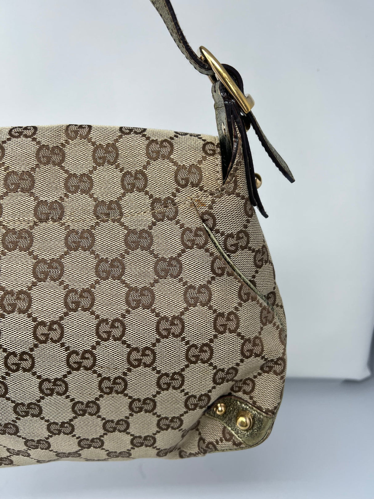 Gucci GG Canvas Tan Shoulder Bag