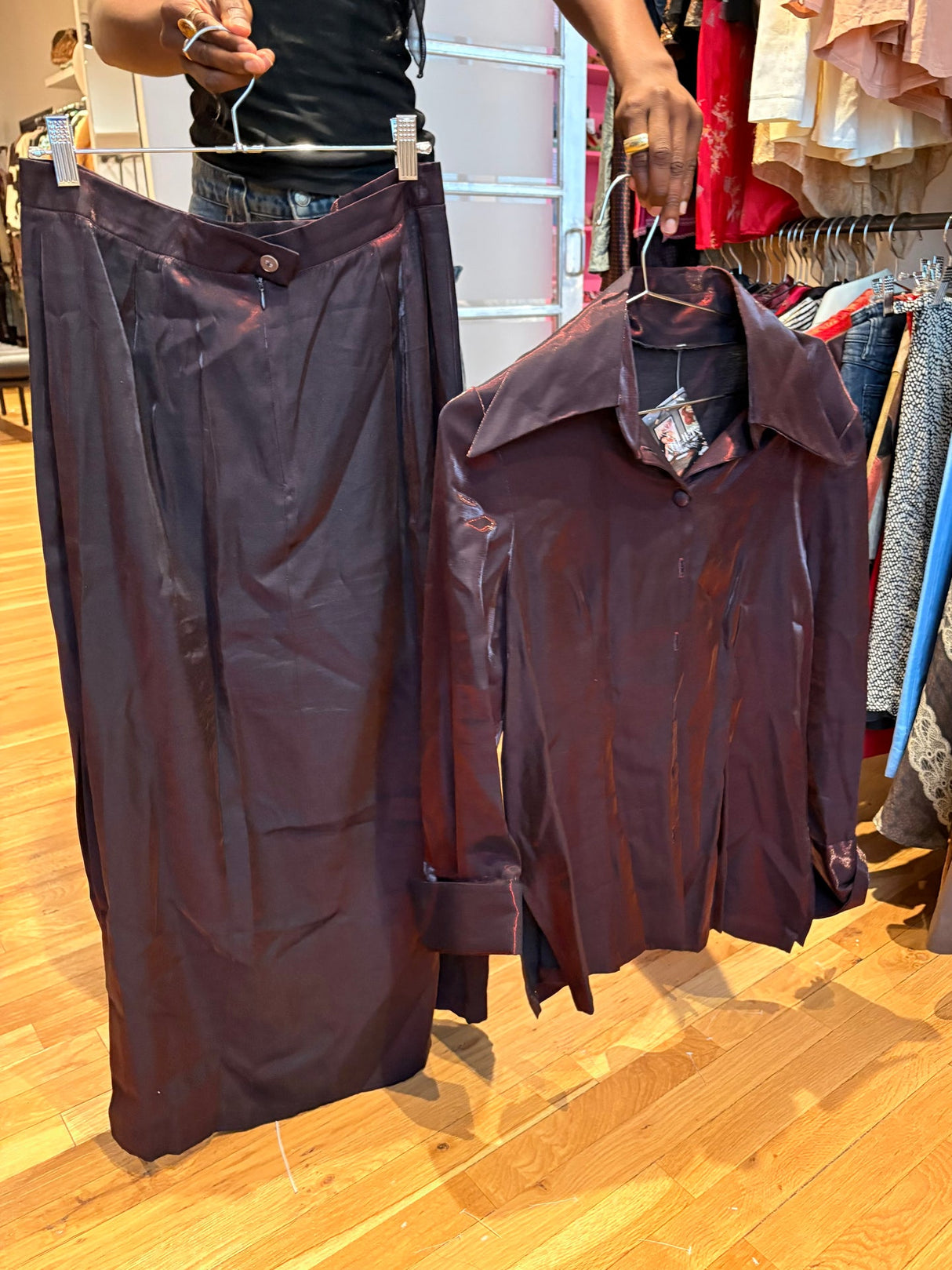 burgundy two-piece set
