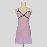 Mesh lace trim slip dress