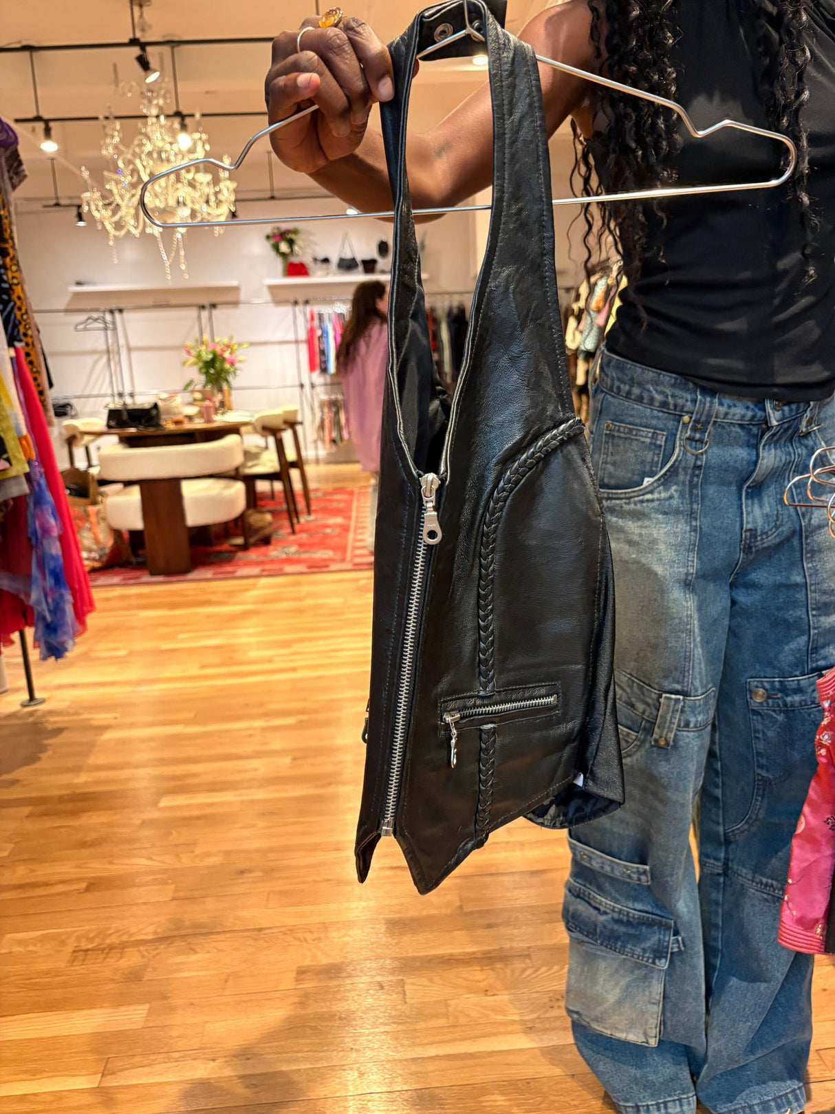 halter leather vest