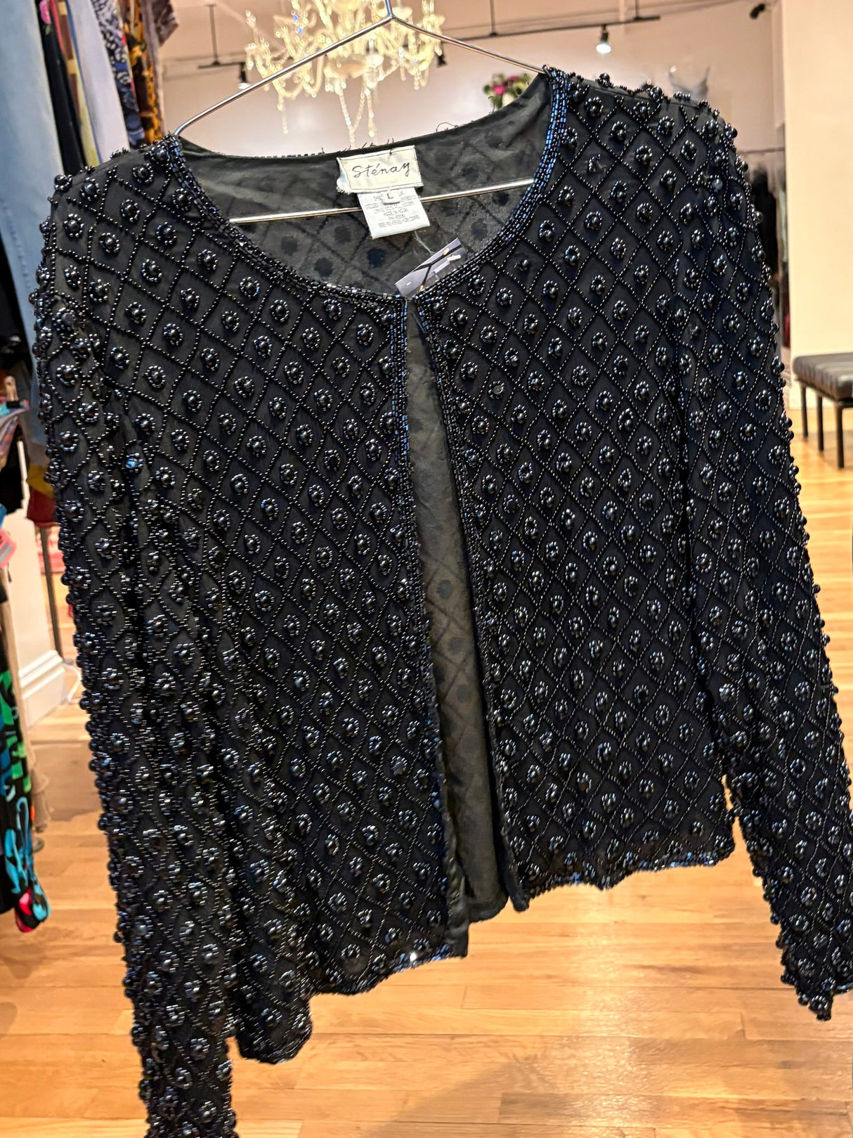 black beaded cardigan