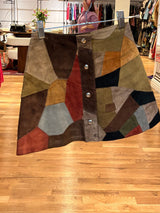 suede patchwork mini skirt
