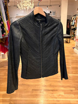 black textured leather jacket