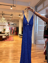 blue beaded maxi dress