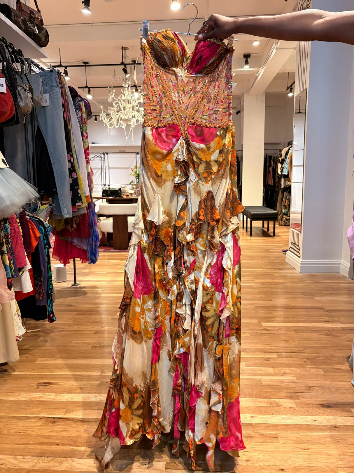 multicolored gown