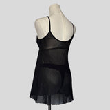 Sheer embroidered split front chemise with matching panties